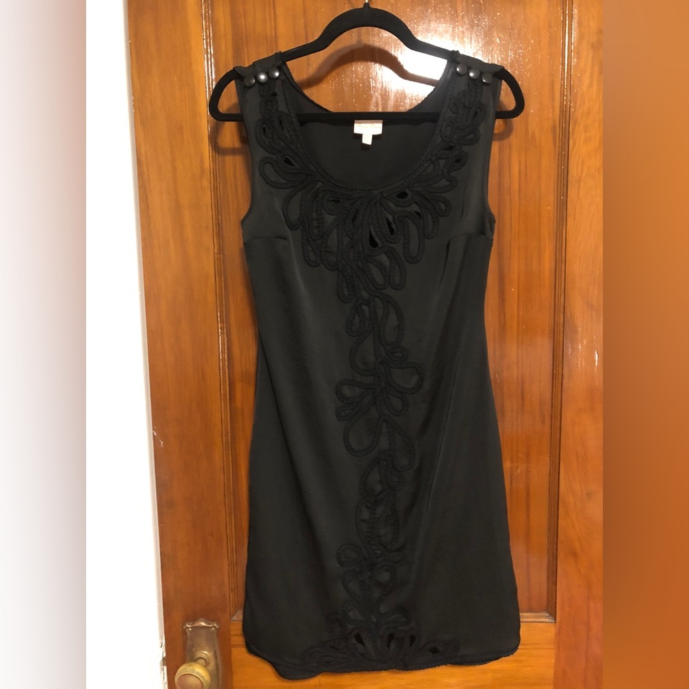Black Silk Shift Dress with lace detailing